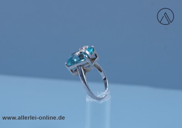 Topas Edelstein Ring | 925er Sterling Silber | Blautopas Damenring