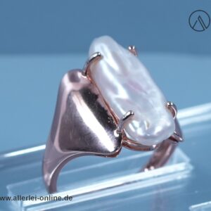 Biwa-Perle Ring | 925 Sterling Silber ,vergoldet | Karla Newman Designerring | Barockperle Silberschmuck
