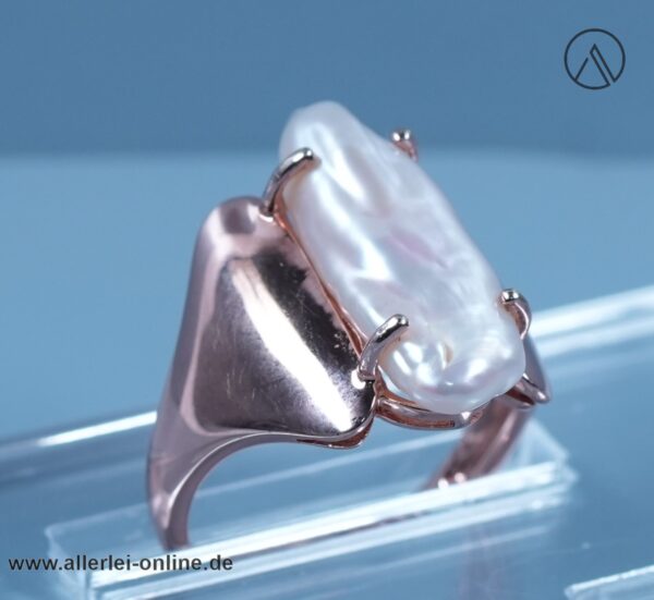 Biwa-Perle Ring | 925 Sterling Silber ,vergoldet | Karla Newman Designerring | Barockperle Silberschmuck