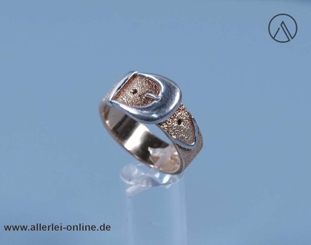 Gürtel-Ring | 925 Sterling Silber ,vergoldet | Gürtelschnalle Design Silberschmuck