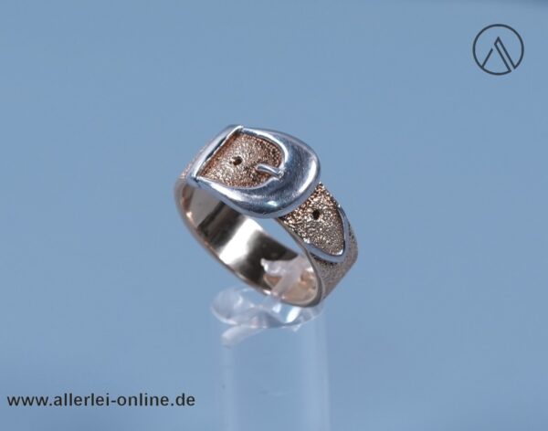 Gürtel-Ring | 925 Sterling Silber ,vergoldet | Gürtelschnalle Design Silberschmuck
