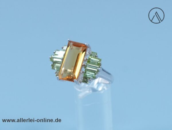 Edelsteinring | 925 Sterling Silber | Sultanit - Citrin hell orange/hell grün | Silberschmuck