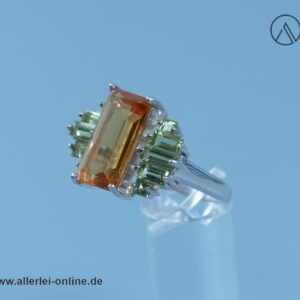 Edelstein Ring | 925 Sterling Silber | hell orange/hell grün | Silberschmuck