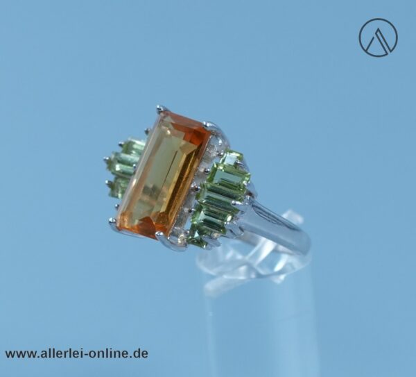 Edelstein Ring | 925 Sterling Silber | hell orange/hell grün | Silberschmuck