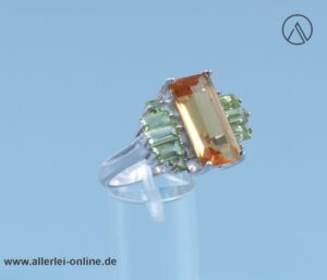 Edelstein Ring | 925 Sterling Silber | Zultanit - Citrin hell orange/hell grün | Silberschmuck