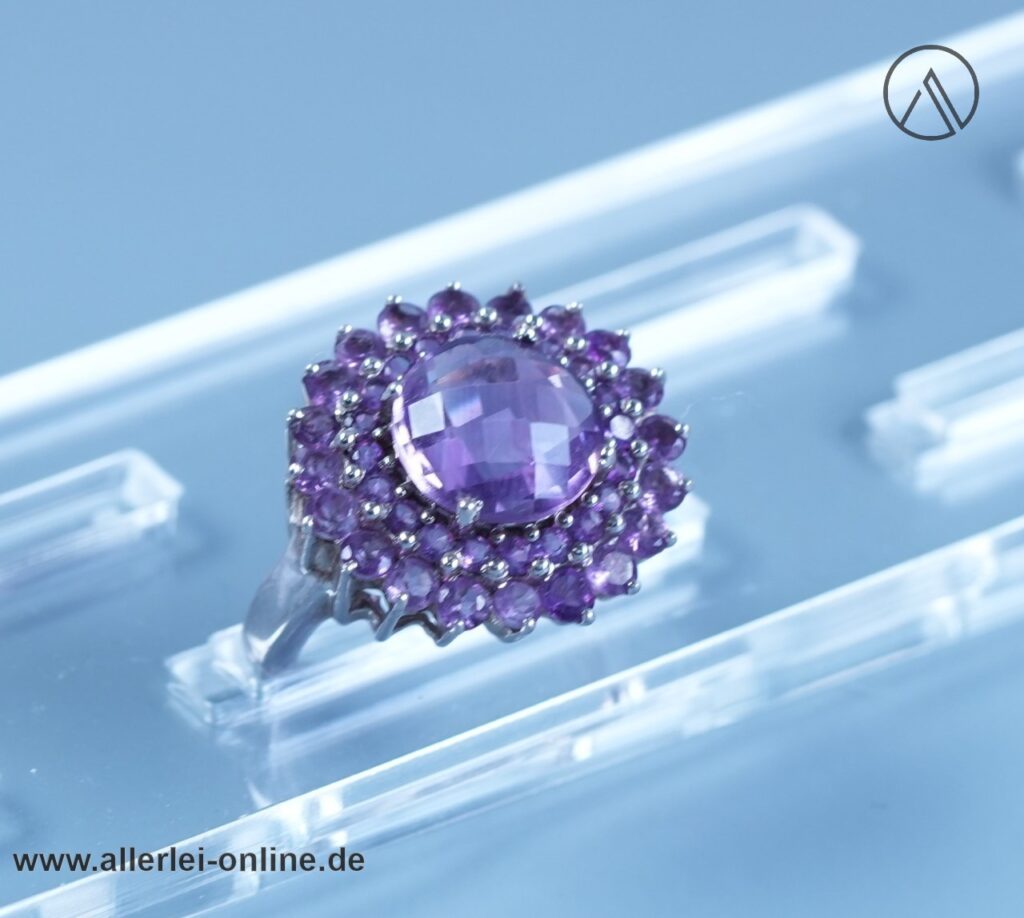 Amethyst Lila Edelstein Ring | 925 Sterling Silber | Silberschmuck
