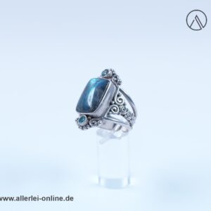 Labradorit türkis Edelstein Ring | Sajen 925 Sterling Silber | Silberschmuck