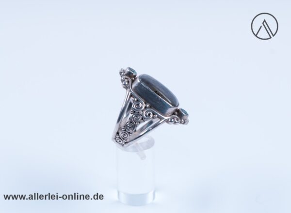 Labradorit türkis Edelsteinring | 925 Sterling Silber | Mondstein Silberschmuck