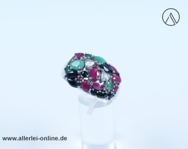 Smaragde, Rubine, Saphire Edelstein Ring | SiV 925 Sterling Silber | Silberschmuck