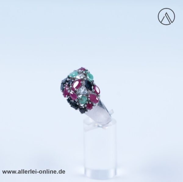 Smaragd Rubin, Saphire Damenring | 925 Silber