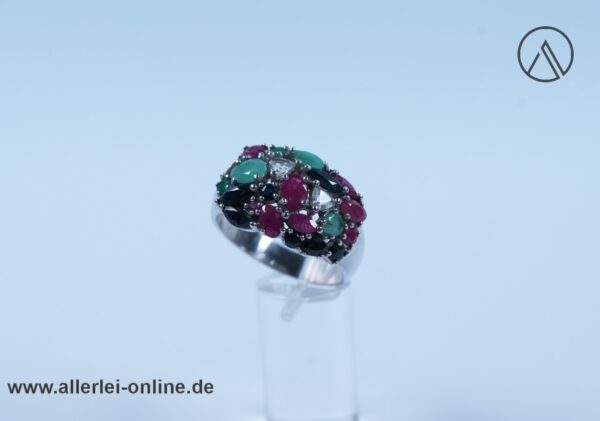 Smaragd Rubin, Saphire Edelstein Damenring | 925 Silber