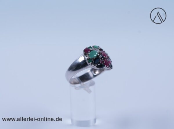Herrlicher Smaragd Rubin, Saphire Edelsteinring | 925 Silber