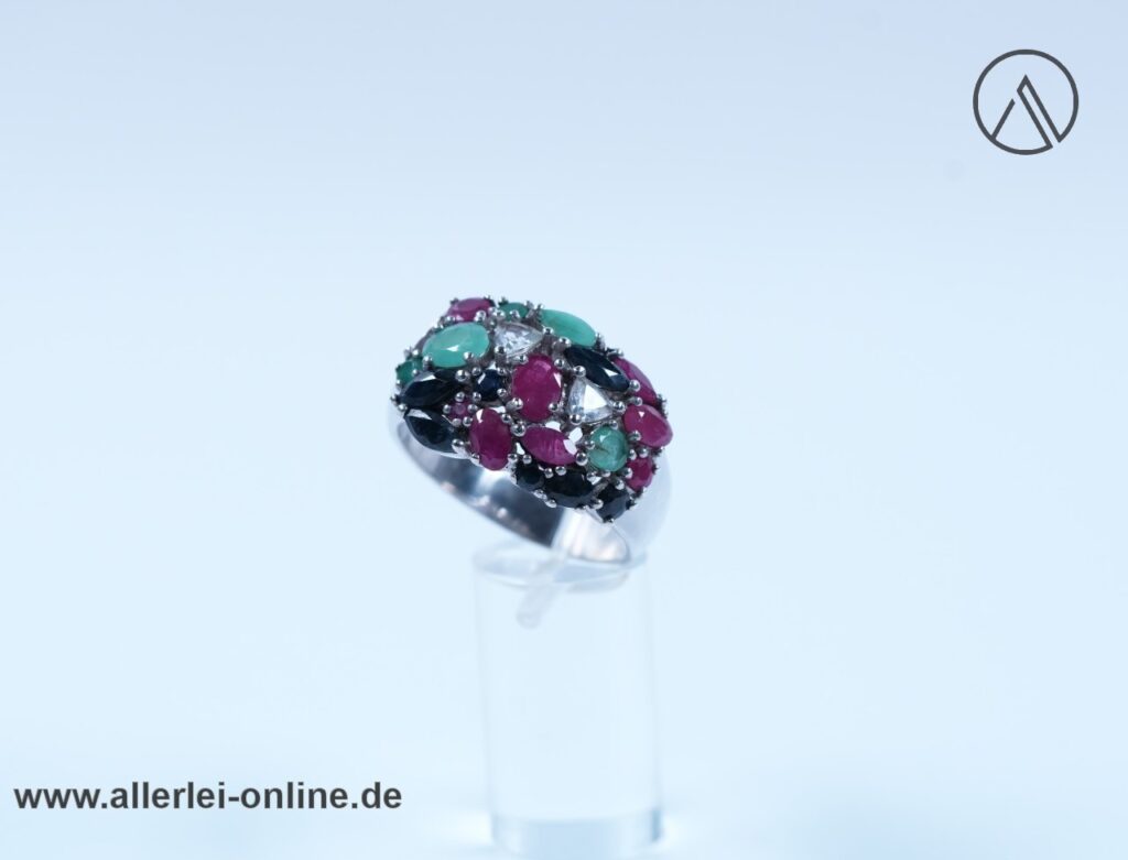 Smaragde, Rubine, Saphire Edelstein Ring | 925 Sterling Silber