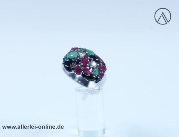 Smaragde, Rubine, Saphire Edelstein Ring | 925 Sterling Silber