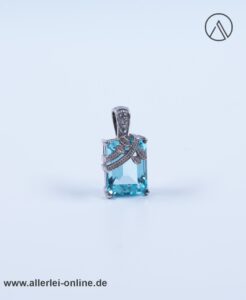 Topas Edelstein Anhänger | 925 Sterling Silber | Blautopas Silberschmuck Aquamarin Silberhänger