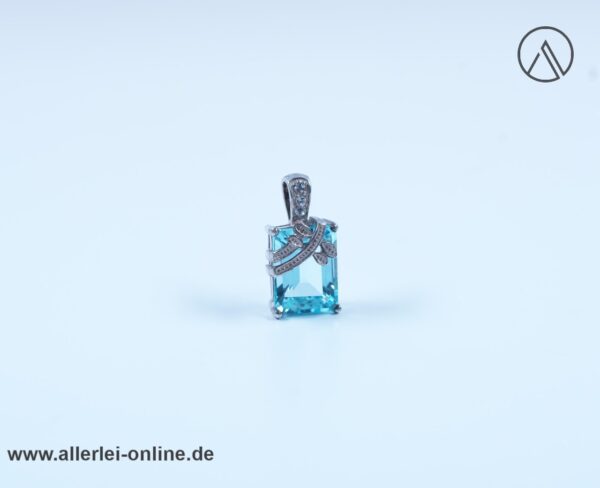Topas Edelstein Anhänger | 925 Sterling Silber | Blautopas Silberschmuck Aquamarin Kettenanhänger