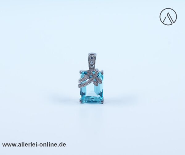 Topas Edelstein Anhänger | 925 Sterling Silber | Blautopas Silberschmuck Kettenanhänger