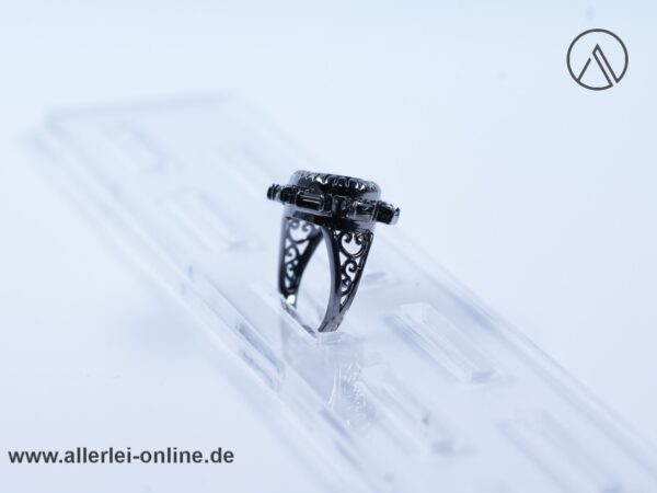 Black Onyx Edelstein Ring | 925 Sterling Silber | Spinel Silberschmuck