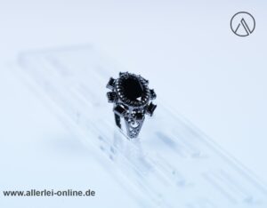 Black Onyx Edelstein Ring | CaA 925 Sterling Silber | Spinell Edelstein Silberschmuck