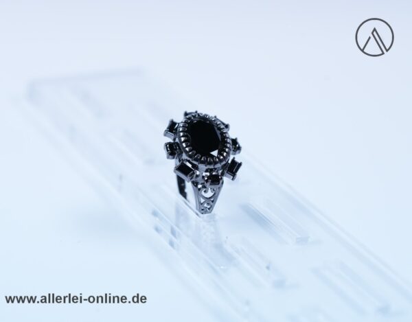 Black Onyx Edelstein Ring | CaA 925 Sterling Silber | Spinell Edelstein Silberschmuck