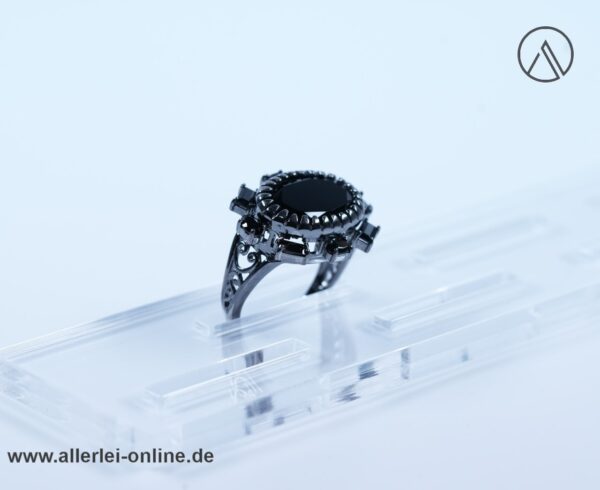 Black Onyx Edelstein Ring | 925 Sterling Silber | Spinell Edelstein Silberschmuck