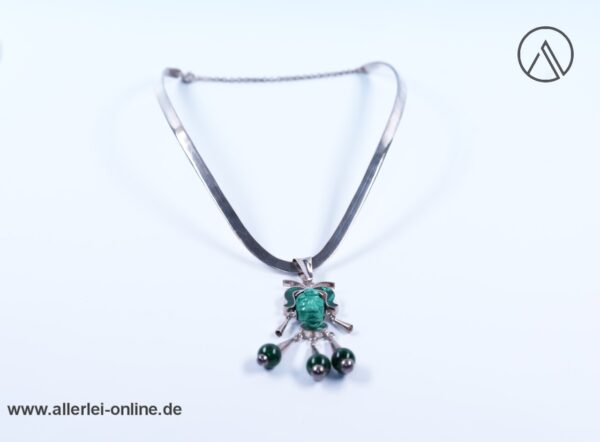 Malachit Edelsteinanhänger mit Halskette | Mexico 925 Sterling Silber Schmuck