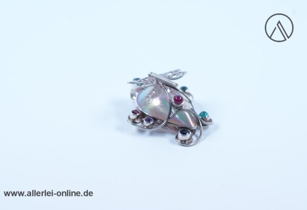 Edelsteinanhänger Libelle - Dragonfly Kettenanhänger / Brosche | 925 Sterling Silber | Silberschmuck