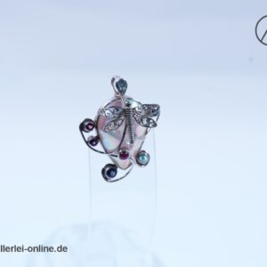 Edelstein Libelle Anhänger / Brosche | Sajen 925 Sterling Silber | Silberschmuck