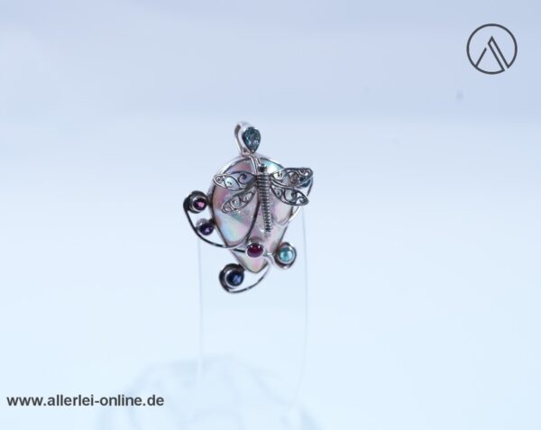 Edelstein Libelle Anhänger / Brosche | Sajen 925 Sterling Silber | Silberschmuck