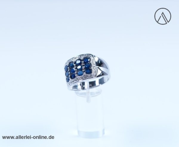 Blauer Saphir Edelsteinring | 925 Sterling Silber | Silberschmuck