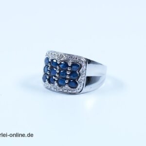 Blauer Saphir Edelstein Ring | AG 925 Sterling Silber | Silberschmuck