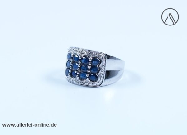 Blauer Saphir Edelstein Ring | AG 925 Sterling Silber | Silberschmuck