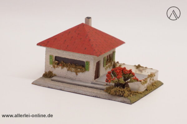 VAU-PE Modell 1023 | Haus mit Terasse | Spur TT - H0 | 50er Jahre Holz-Pappe Fertigmodell