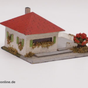 Altes VAU-PE Modell 1023 | Haus mit Terasse | Spur TT - H0 | 50er Jahre Holz-Pappe Fertigmodell