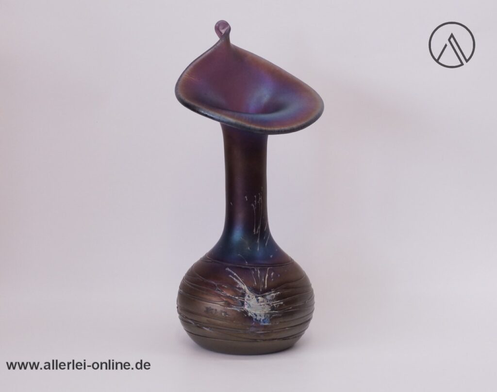 Freiherr von Poschinger Glas Vase | Pallme König | Mundgeblasen | Irrisierend | 28 cm