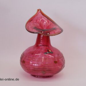 ALWE - Regenhütte Glas Vase | Blumenvase | Erwin Gaschler Unikat Signiert 1990 | Fadenaufschmelzungen Pur pur | 22cm