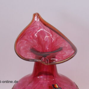 ALWE - Regenhütte Glas Vase | Blumenvase | Erwin Gaschler Unikat Signiert 1990 | Fadenaufschmelzungen Pur pur