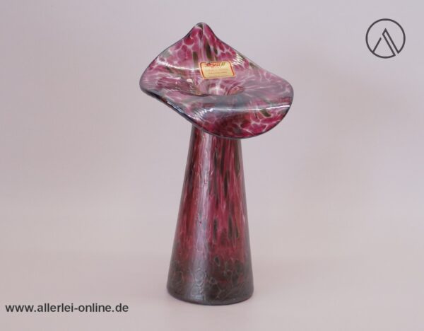 Joska Waldglashütte Bodenmais Glas Vase | Blumenvase | Rosa-Grau Klar | 19 cm | Vintage 60-70er Jahre