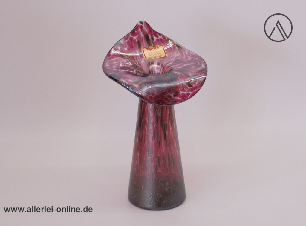 Joska Waldglashütte Bodenmais Glas Vase | Blumenvase | Rosa Grau Klar | 19 cm