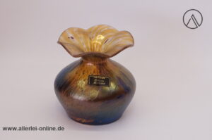 Herrliche Austen Bodenmaisglas Bayrischer Wald | Glas Vase | Blumenvase | F. Austen Signiert  | Gelb Blau 