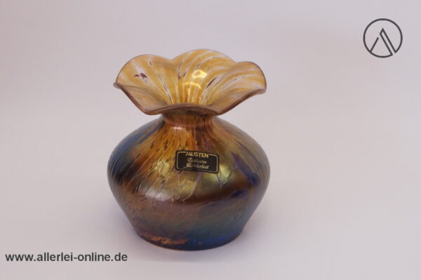 Herrliche Austen Bodenmaisglas Bayrischer Wald | Glas Vase | Blumenvase | F. Austen Signiert | Gelb Blau