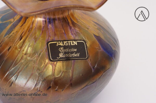 Austen Bodenmaisglas Bayrischer Wald | Glas Vase | Blumenvase | F. Austen Signiert | Gelb Blau Farbverschmelzungen