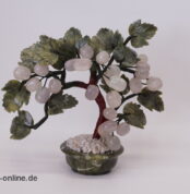 Jade Edelstein Bonsai Baum | Trauben Rosenquarz | Jadeblätter mit Früchte