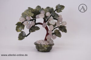 Jade Edelsteinbaum Bonsai Baum | Trauben Rosenquarz | Jadeblätter mit Früchte 