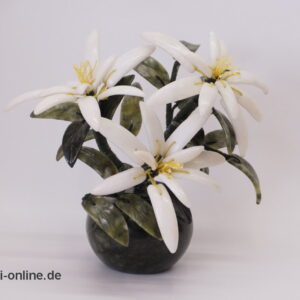 Jade Edelstein Bonsai | Blumen Bouquet | Jadeblätter mit Edelweißblüten