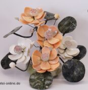 Jade Edelstein Bonsai | Blumen Bouquet | Jadeblätter mit Lotusblüten | weiß rosa