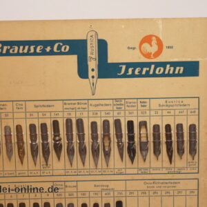 Antike Brause und Co Iserlohn Schreibfedern Musterkarte | Brause-Federn Rustica Verkaufsmuster Karte