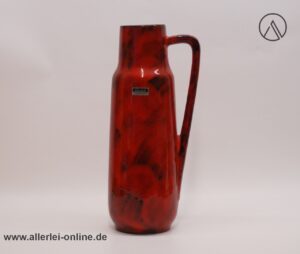 Scheurich Keramik Vase | Henkelvase 275-28 | Rot / Schwarz | Vintage Pop Art Keramikvase