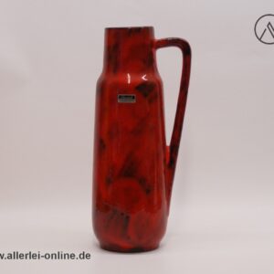 Scheurich Keramik Vase | Henkelvase 275-28 | Rot / Schwarz | Vintage Pop Art Keramikvase