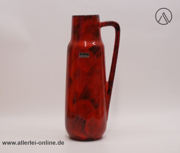 Scheurich Keramik Vase | Henkelvase 275-28 | Rot / Schwarz | Vintage Pop Art Keramikvase